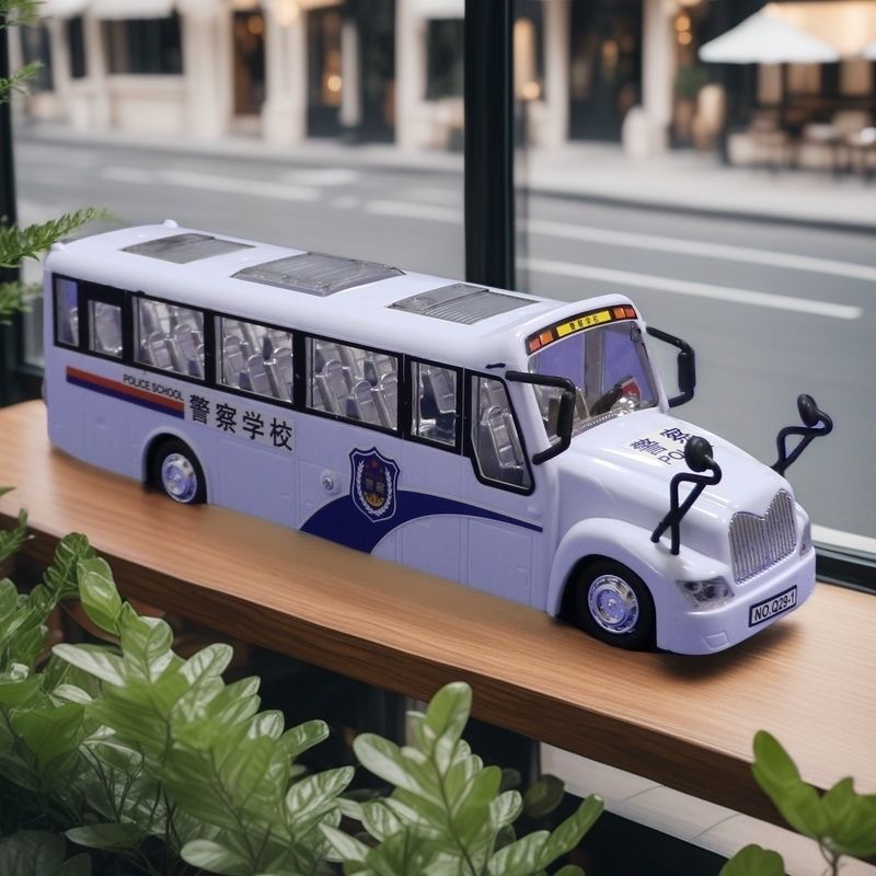 Juguetes de autobús policial de simulación de sonido y luz modelo de autobús escolar grande para padres e hijos regalos de niños ventas calientes