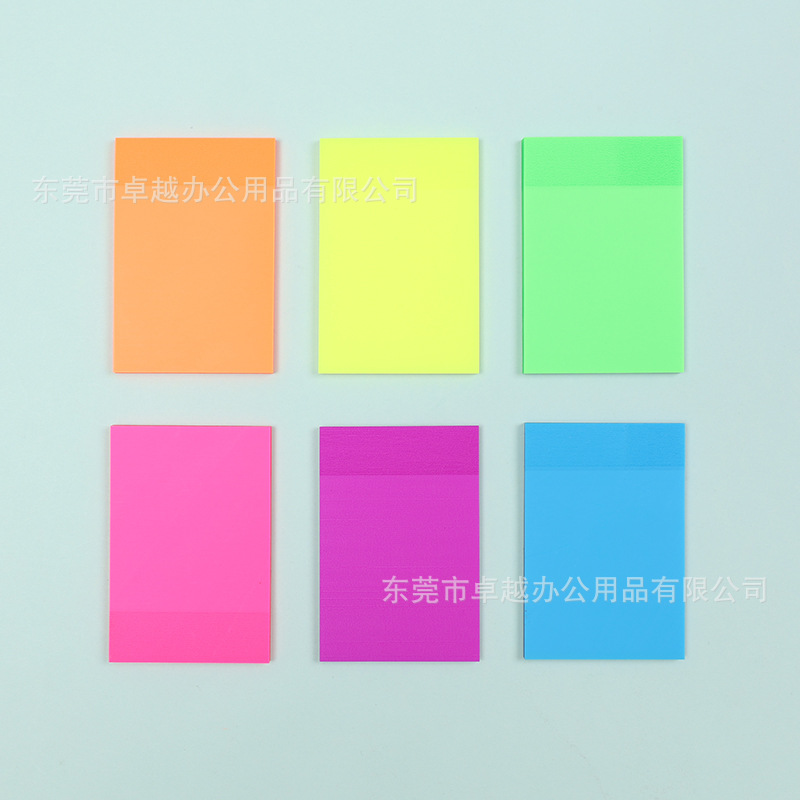 Bloc de notas colorido fluorescente para mascotas, fuerte viscosidad, impermeable, transparente, nota adhesiva, ladrillo adhesivo de índice de alto valor para estudiantes