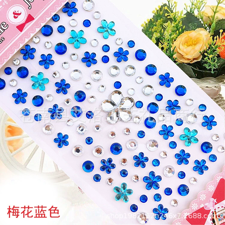 Crystal Patch Acrylic Gem Stickers, Plum Blossom & Heart Designs, 18 × 8.5 cm