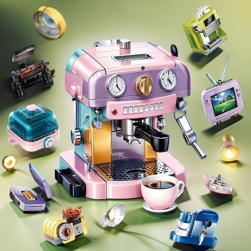 60199 Is Compatible with Lego Coffee Machine Time Series Large Size 8-in-1 Assembled Model Toy Building Blocks
