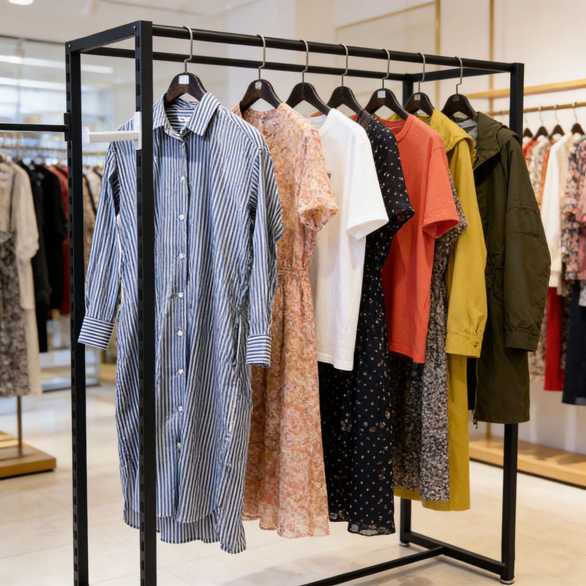 欧美简约服装架 服装店衣服侧挂展示架 男女装店新款衣架落地货架