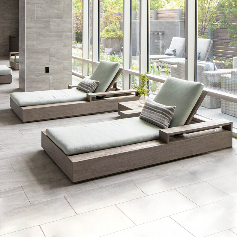 Cama de teca para exteriores, tumbona, muebles de teca para patio al aire libre, impermeables y resistentes al sol, silla de playa para piscina. image 13