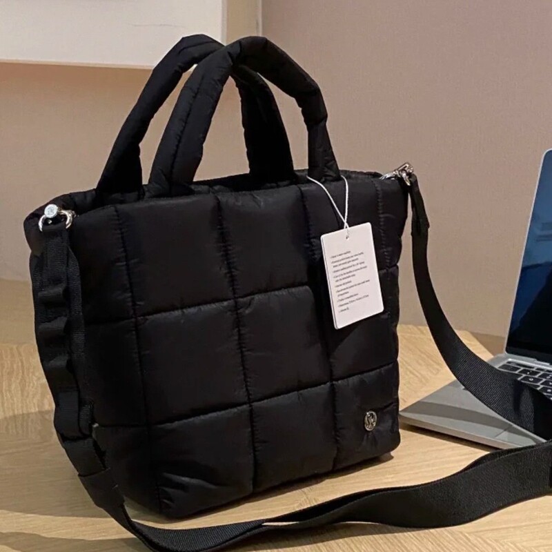 25 New Lulu Puff Bag Quilted Grid Daily Casual 5L Large Capacity Quilted down Tote Bag