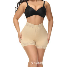 跨境新款欧美大码高腰提臀塑身裤束腰收腹裤平角蕾丝美体塑形内裤
