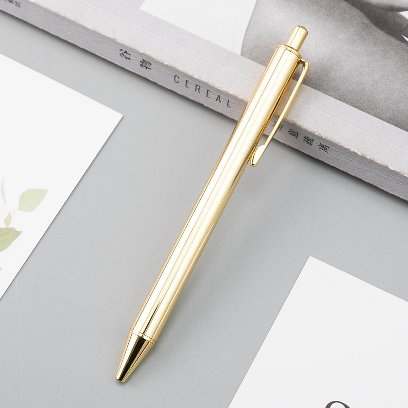 Inventario de bolígrafo de prensa metálica bolígrafo de grabación galvanizado bolígrafo al por mayor creativo papelería regalos logotipo