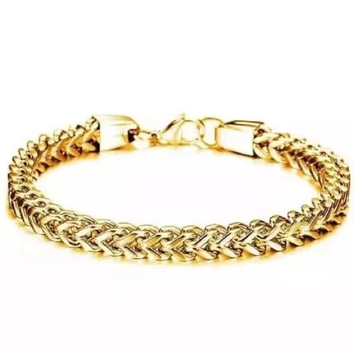 Trendy European and American best-selling hip-hop front and back chain 6mm stainless steel bracelet braided four-sided bracelet jewelry