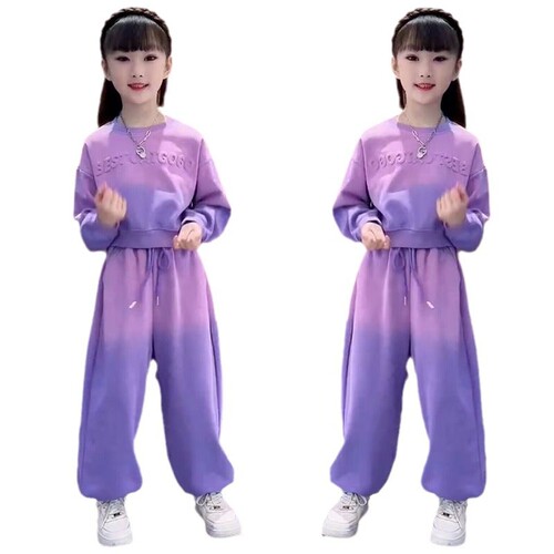 2026 girls 'autumn suit Korean online celebrity children's clothing girls' spring and autumn foreign style sports sweaters two-piece set