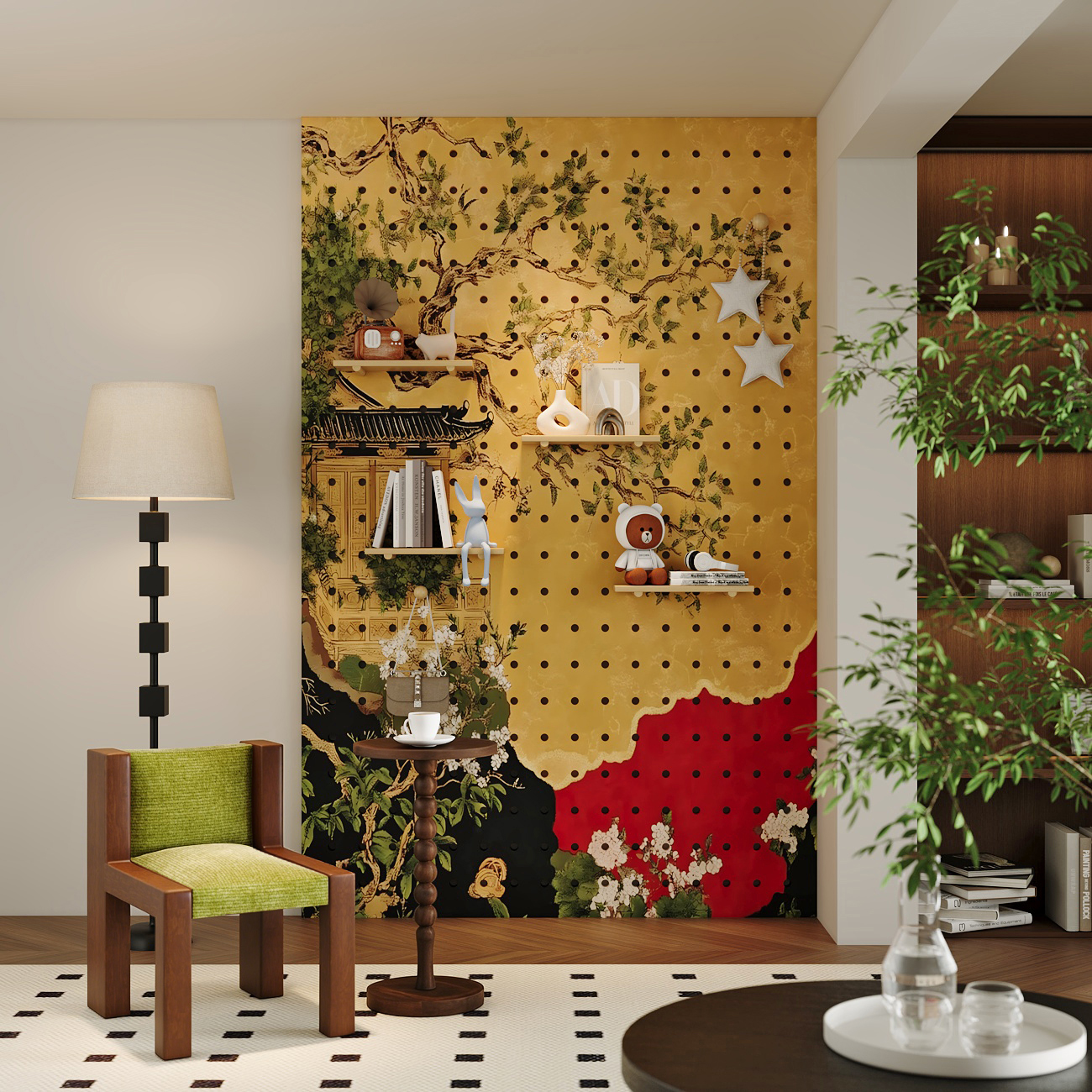 可入户玄关客厅墙面遮丑装饰洞洞板衣服纳实木悬挂摆件置物