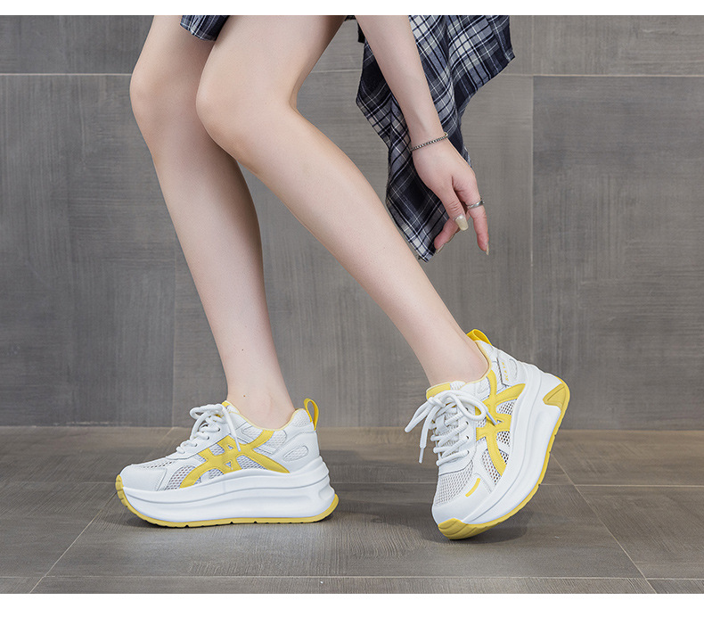 Giày sneaker nữ đế dày tăng chiều cao phong cách thể thao — M2852 be, M2852 xanh, M2852 vàng chi tiết 25