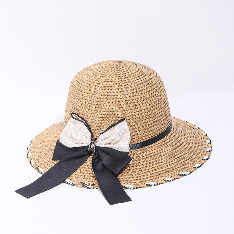 Women's Simple Style Color Block Flat Eaves Straw Hat display picture 3