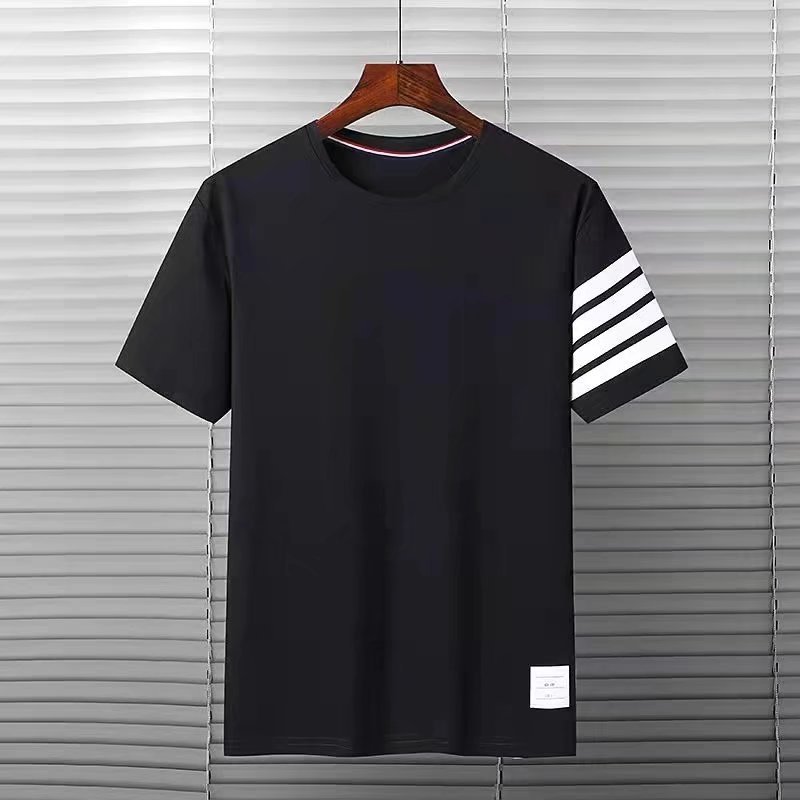 四条杠短袖T恤男2022夏季印花体恤宽松圆领打底衫潮流上衣服男装