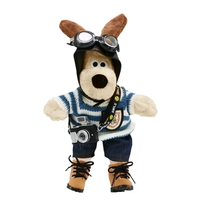 Car ornaments | Doll Car Interior Ornaments - blue-and-white-sweater-head-dog-boots-flash-camera-1