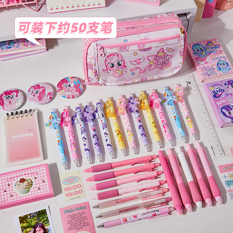 Sweetheart-Bolsa de lápices de gran capacidad para bebé, bolsa transparente para el dolor de sándwich, bonita caja de lápices rosa para escuela primaria