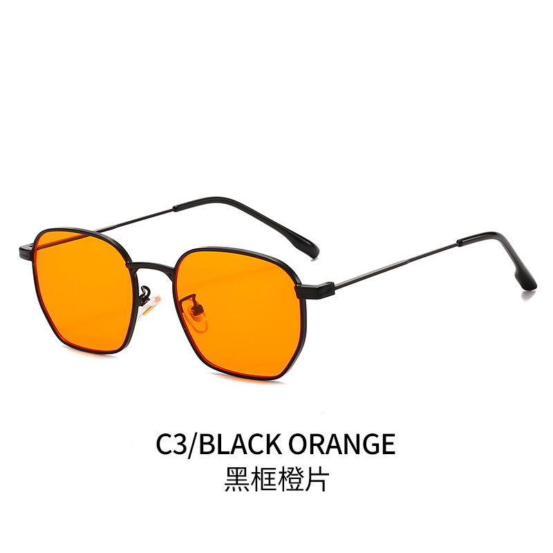 New Fashion Metal Sunglasses Women's Retro Anti-UV Sunglasses Ins Korean Style Trendy Square Plain Glasses