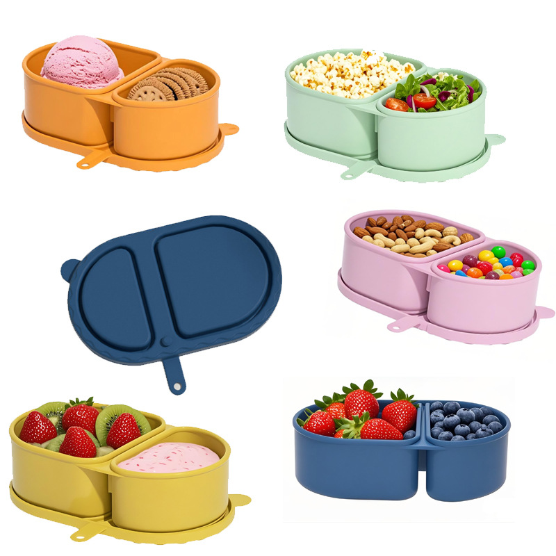 silicone snack container硅胶双格调味