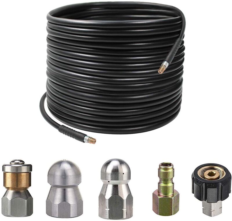 1.0/4inch 4000PSI 30m High Pressure Washer Tool Sewer Jet Hose Rotary Sewer Nozzle