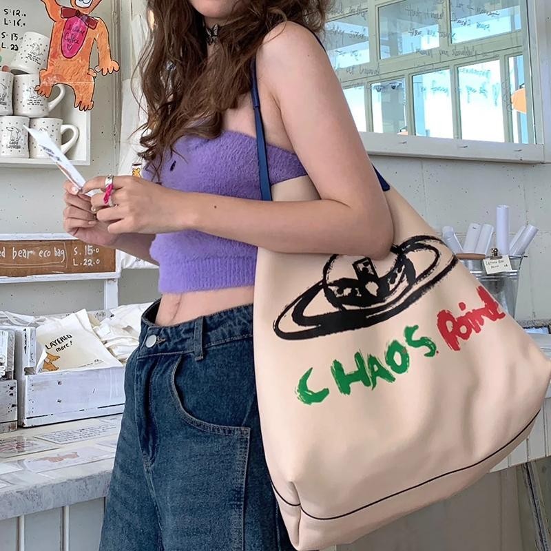 网红同款休闲百搭印花星球手提单肩包大容量托特包购物袋女包包潮|undefined