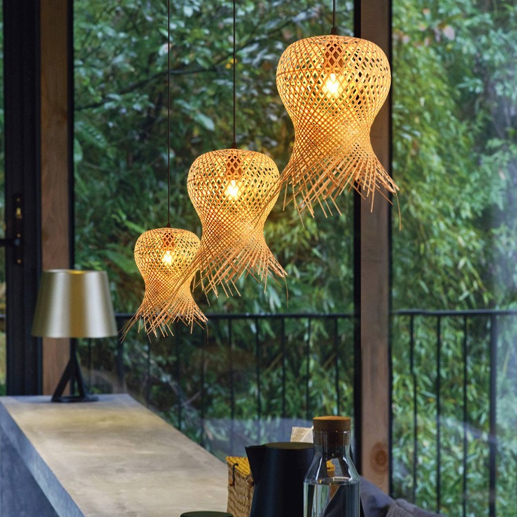 Restaurante chino pantalla de bambú olla caliente restaurante bambú arte lámparas japonés cama y desayuno linterna de bambú sala de té creativo pequeña lámpara