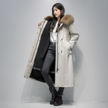 派克服女2025新款冬脚踝款真毛皮草外套獭兔毛皮毛一体可拆卸内胆
