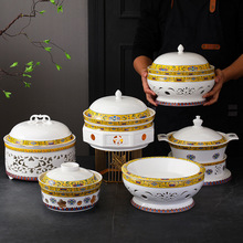 酒店瓷蜡烛加热佛跳墙保温干锅明炉家用创意大容量陶瓷汤盅菜盘