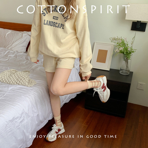 Socks for Women - Korean Version - Mid-Calf Cotton Ins Trendy Spring and Autumn Matchable Brown Color Retro Flower Japanese Style Long Socks