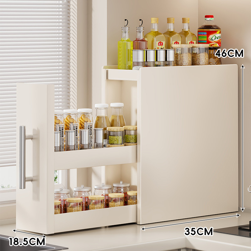 Organizador Extraíble de Condimentos Estrecho Multicapa de Acero al Carbono Sin Perforación para Encimera de Cocina image 13