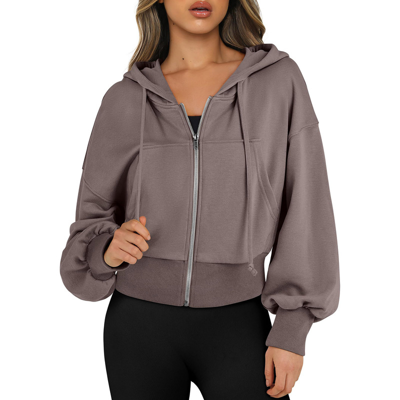 2024 Fashion Queen Hoodie Women's Full Zip Short Sweatshirt Casual Hooded Pullover Sweatshirt fleece-lined