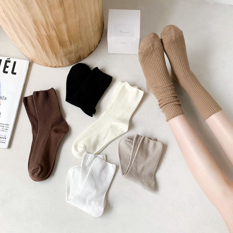 Socks women socks solid color casual cotton socks new fashion pile socks autumn and winter women socks stockings wholesale manufacturers