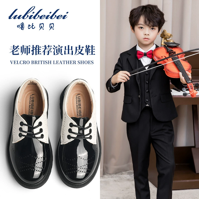 Кожаная обувь для мальчиков, летняя детская черная весенне-летняя новая дышащая обувь с мягкой подошвой в британском стиле для маленьких мальчиков