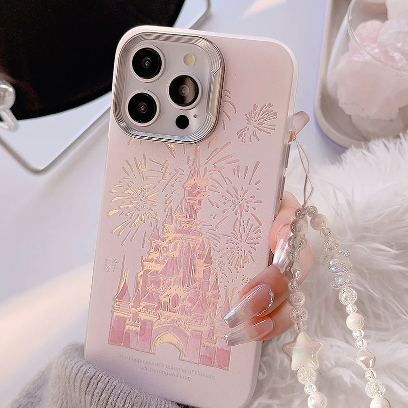 Чехол для телефона (Apple/Huawei) совместимый с iPhone 13–17 и линейкой Mate/P, принт замок, жемчужный ремешок