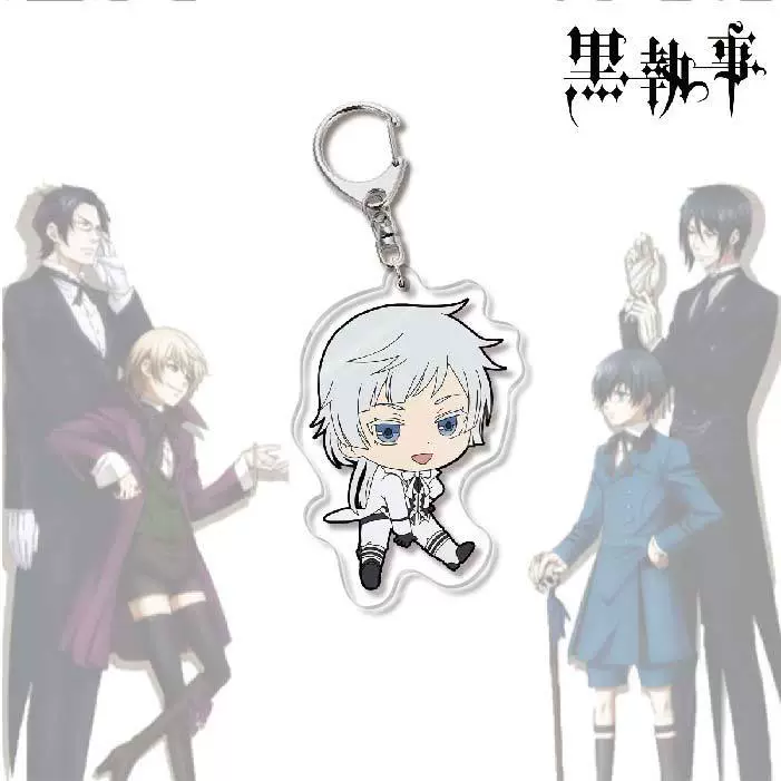 Акриловый брелок-аниме (Black Butler) Себастьян двусторонний 6 см чиби подвеска