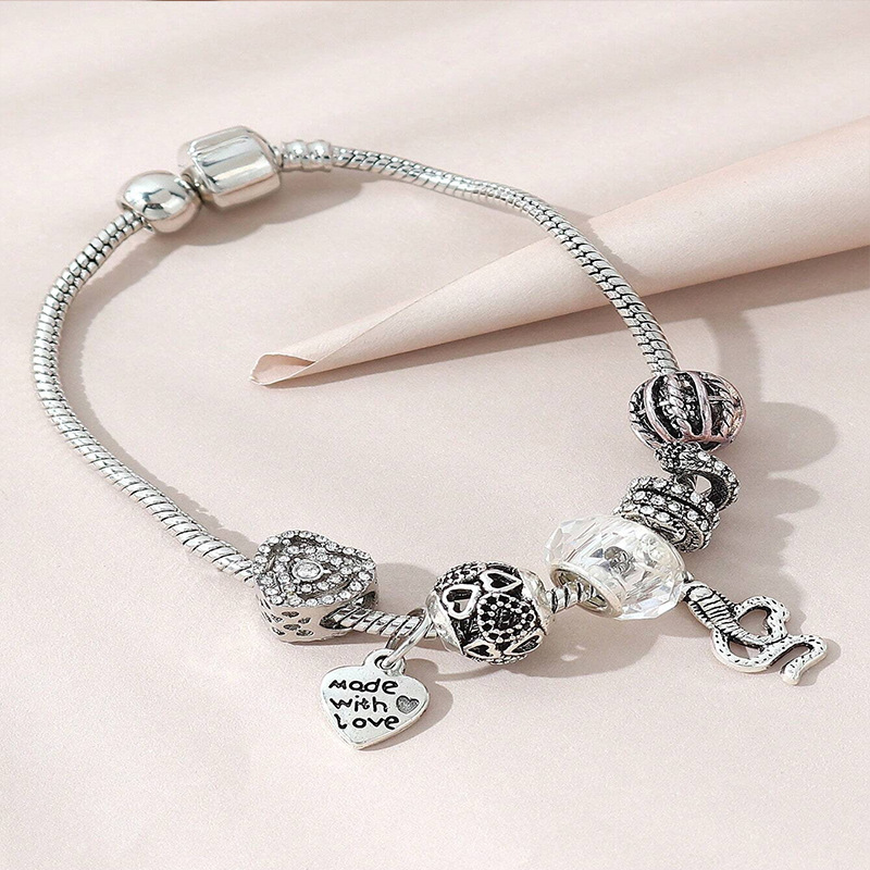 Panjia pulsera Dora DIY cuentas transfronterizas explosión amor letras colgante cobra corazon pulsera de diamante image 4