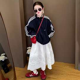 女童春装外套2025新款中大童开春洋气时尚女孩春季立领夹克上衣潮