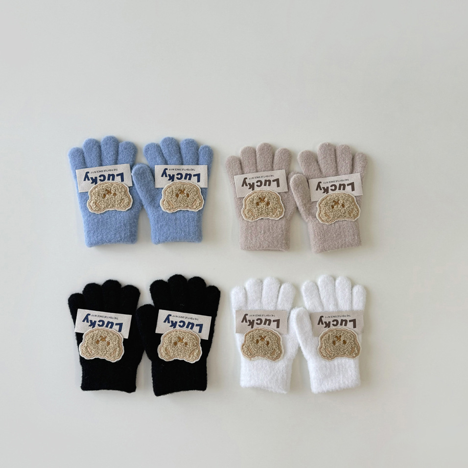 Kinderhandschuhe Herbst und Winter Baby dicke warme Jungen und Mädchen gestrickte Fünf-Finger-Winterhandschuhe_voghion.com