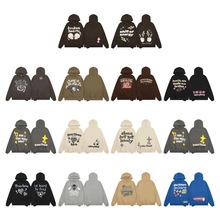 美式高街潮品 BP情侣破碎星球发泡印花潮宽松休闲加绒连帽衫卫衣