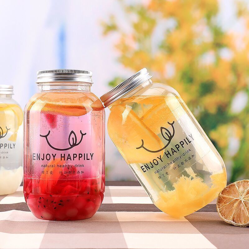Taza de té de leche desechable con tapa taza de té de frutas bebida de jugo de frutas botella de envasado casera taza de plástico de té de leche