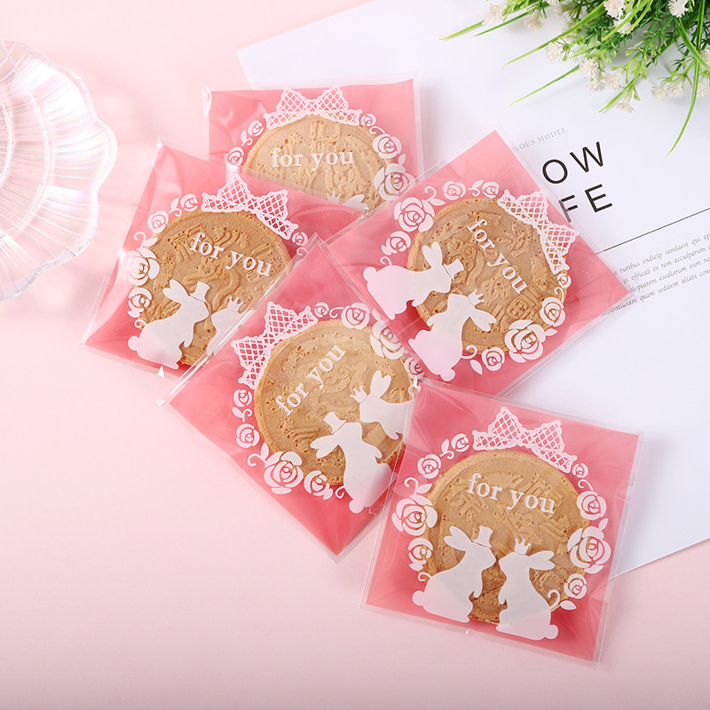 新款小兔子饼干袋曲奇糖果袋小礼品opp烘焙自封食品塑料袋现货