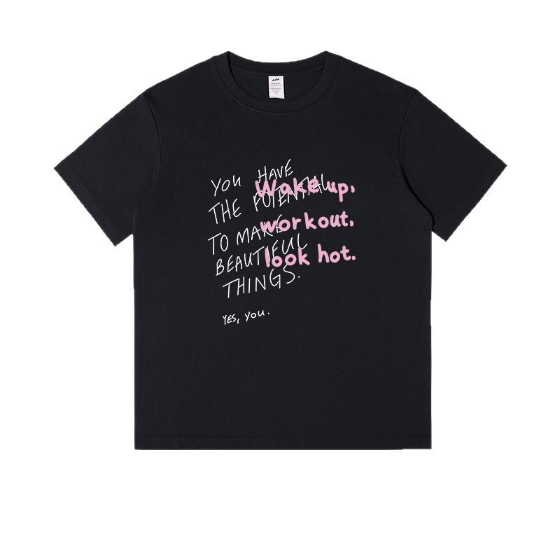 メンズストリートファッションレタープリントTシャツ半袖メンズラウンドネックニッチデザイントレンドTシャツカジュアルで万能なトップス|undefined