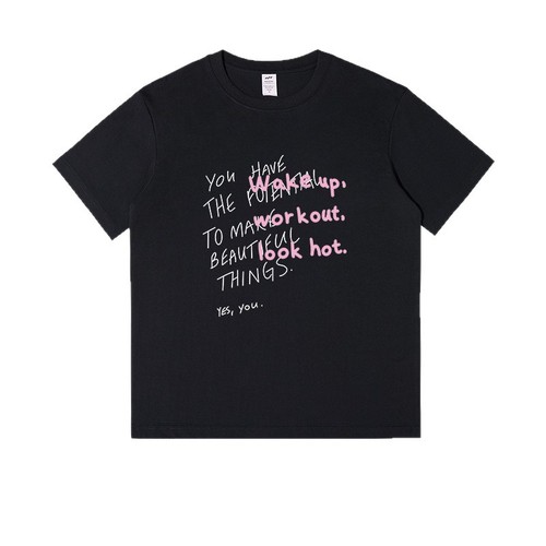 Men's Streetwear Alphabet Print T-Shirt Short Sleeve Men's Round Neck Unique Design Sense Trendy Tee Casual Matchable Top