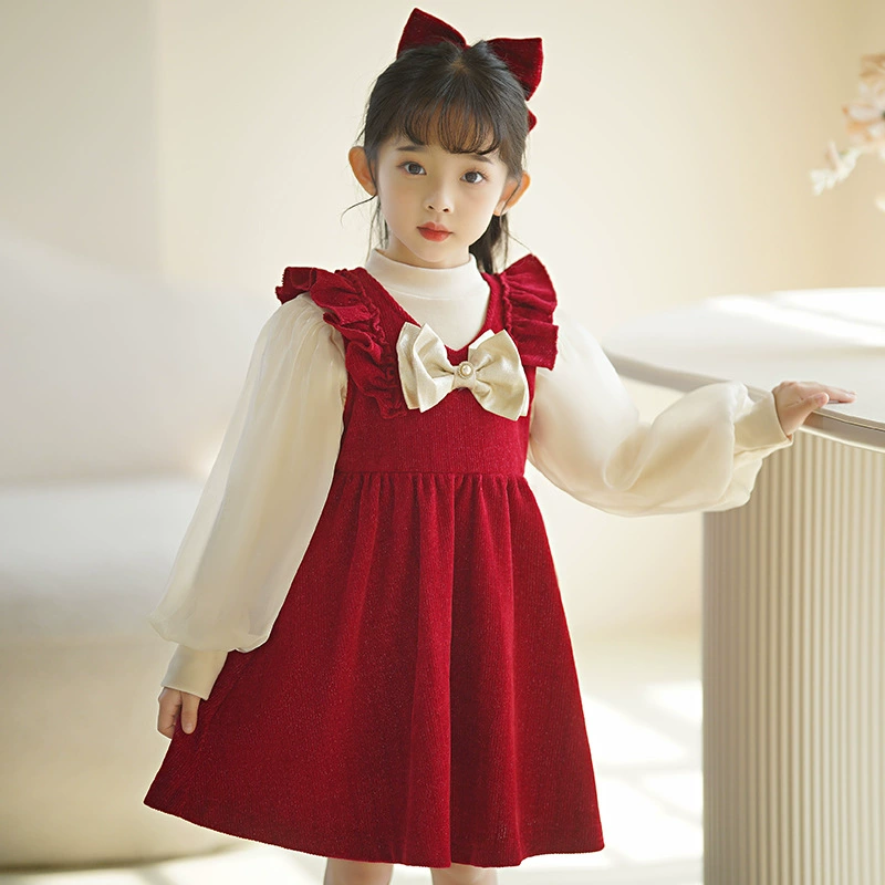Кариса Dress, зимний флис набор, полупрозрачная юбка Demi-сезона, детский маленький принцесс костюм, увеличенная толщина