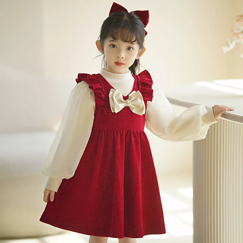 Кариса Dress, зимний флис набор, полупрозрачная юбка Demi-сезона, детский маленький принцесс костюм, увеличенная толщина