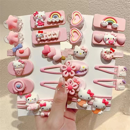 Children's candy-colored sweet cartoon hair clip for little girls, cute baby hair accessory for girls, featuring flowers, strawberries, and bear edges.