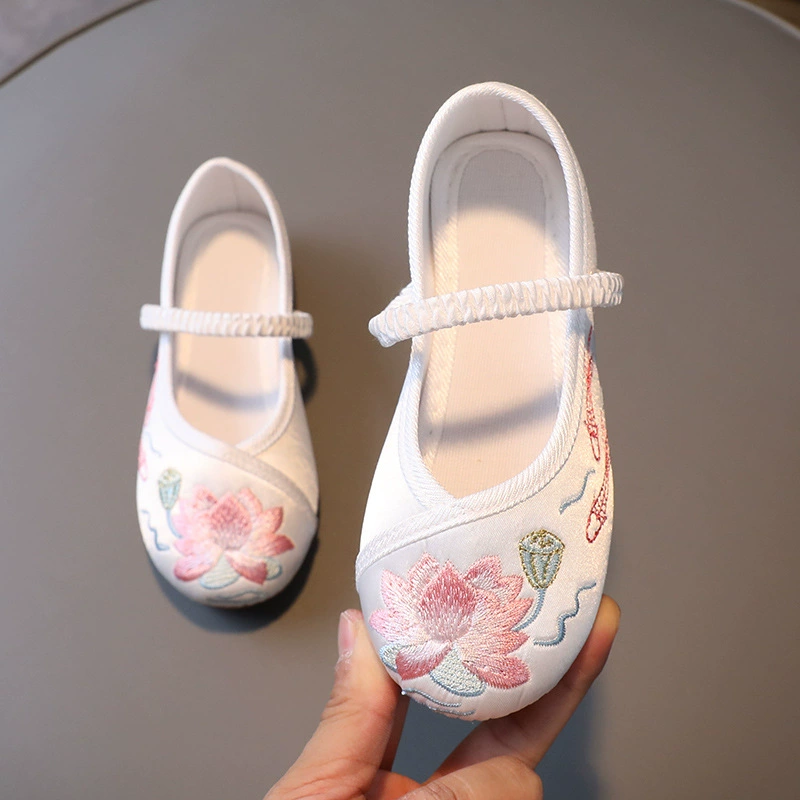 Обувь Hanfu, древний костюм для девочек, детская обувь, вышитая обувь, старая Пекинская Тканевая обувь, старинный стиль, Детский жилет в китайском стиле, юбка, обувь