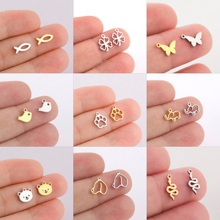 Animal pendant stainless steel pendant for jewelry making dog claw bear fish four-leaf clover pendant bracelet DIY accessories