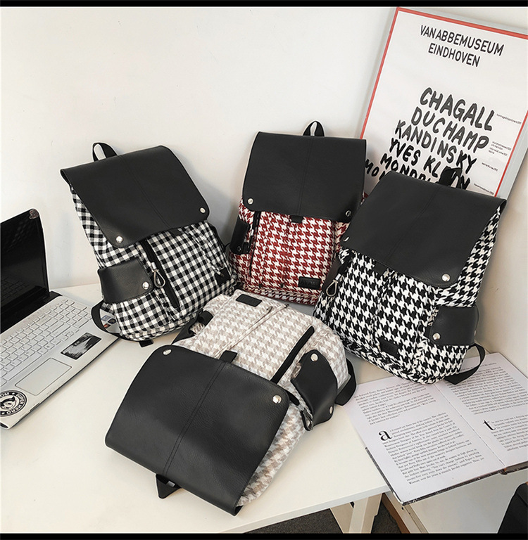 Korean Version Of Large-capacity Plaid Backpack Hip-hop Style Autumn And Winter Backpack Wholesale display picture 3