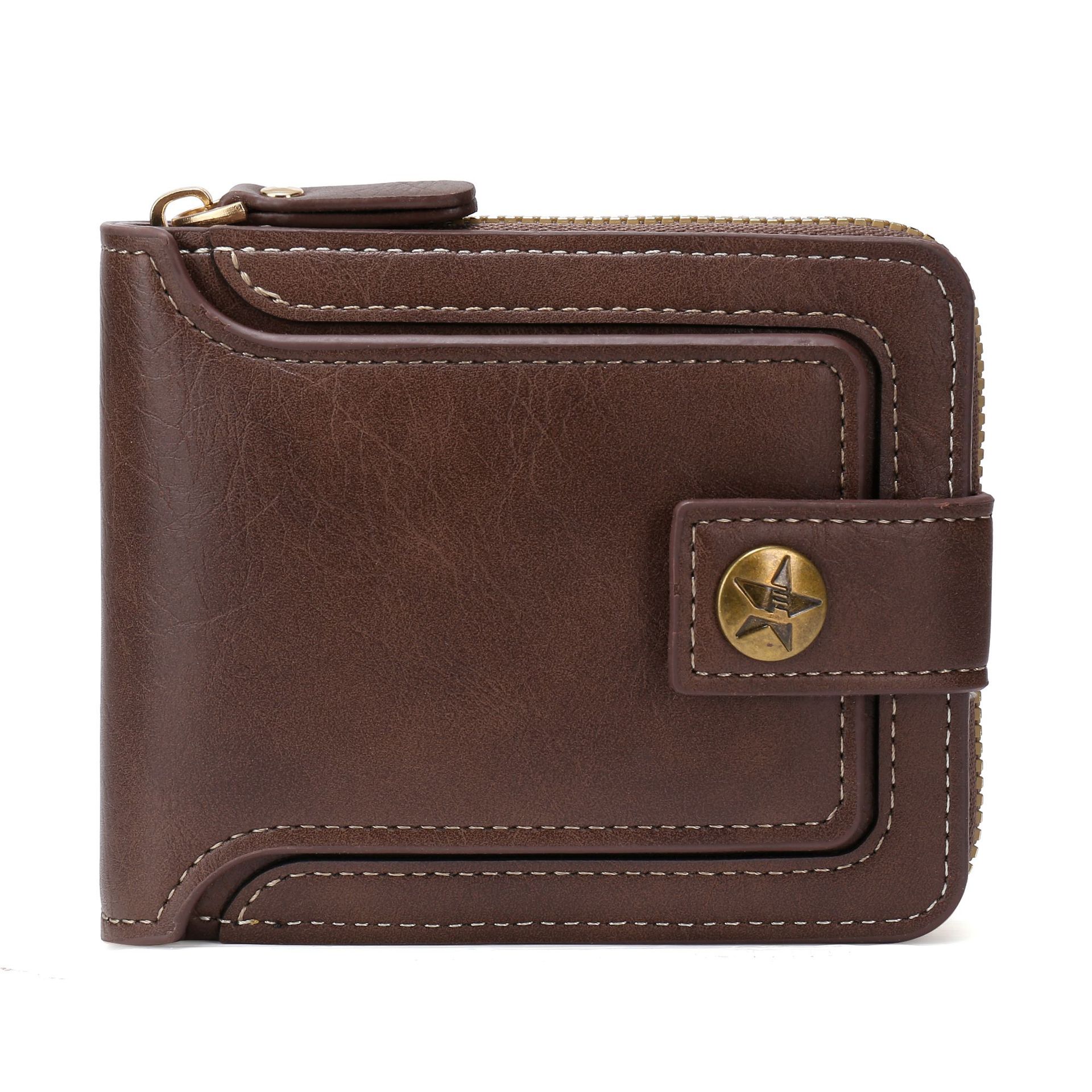 Transfronterizo popular nuevos hombres billetera corta de gran capacidad titular de la tarjeta de licencia de conducir juvenil Cartera horizontal integrada al por mayor