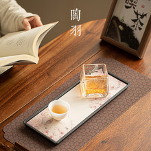 桃花干泡盘中式迷你简约长方小型茶台创意吸水茶盘家用沥水托盘
