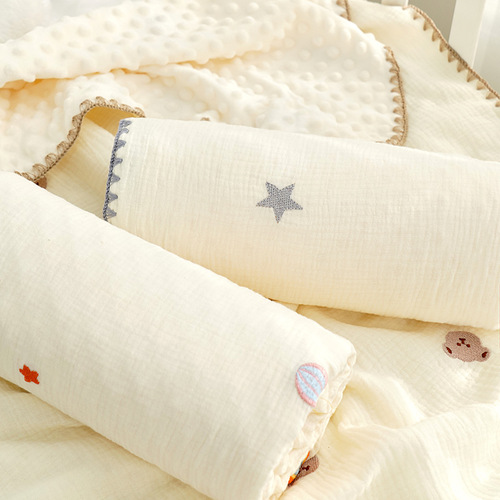Beanie blanket baby blanket crepe newborn comfort blanket kindergarten children air conditioning towel spring and autumn blanket