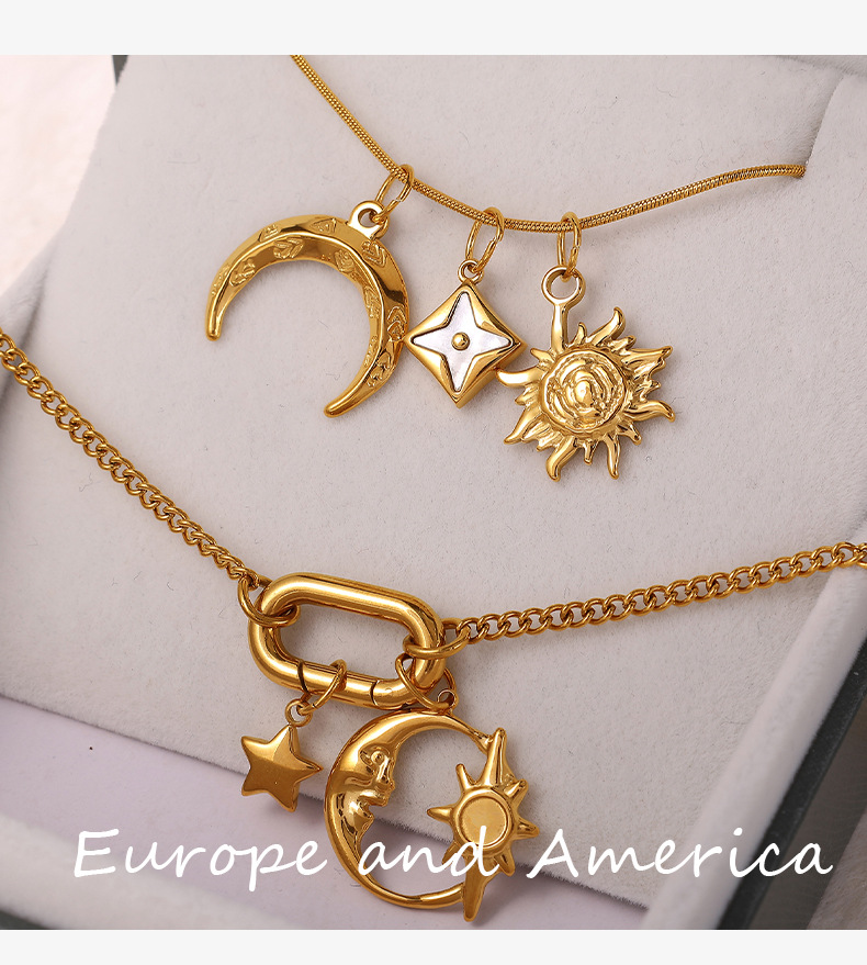 All Seasons Season 1 Piece 304 Stainless Steel PVD Coated Real Gold Plated Sun Star Polished Pendant