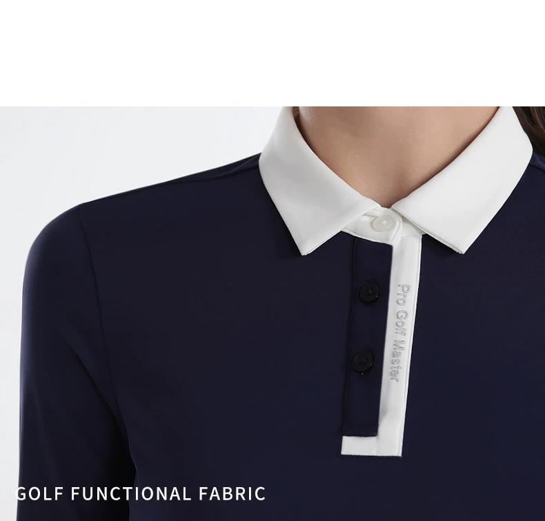 Áo thun dài tay golf nữ PGM cổ bẻ vải thể thao co giãn — YF615-Áo màu xanh hải quân, YF615-Áo Trắng, YF615-Áo màu xanh nhạt chi tiết 8